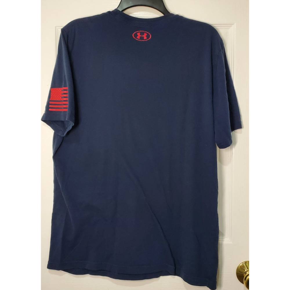Under Armour HeatGear T‑Shirt Men’s XL Navy Red USA Logo Graphic Tee - Picture 7 of 7